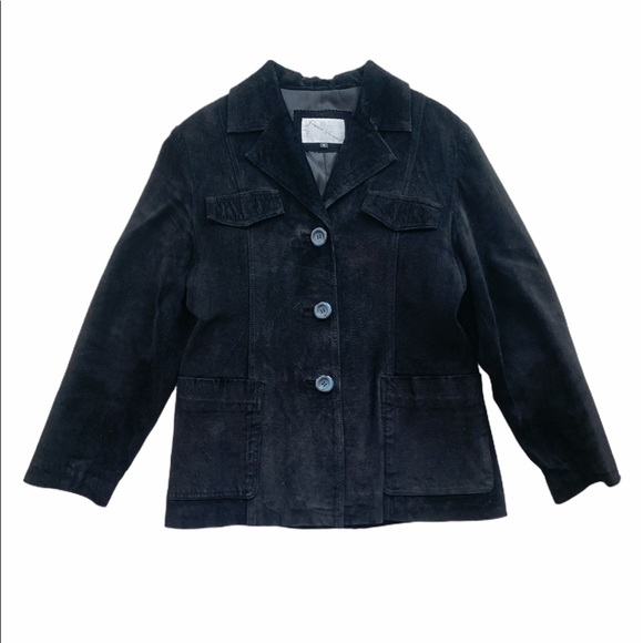 Suede leather button down jacket - Picture 1 of 6